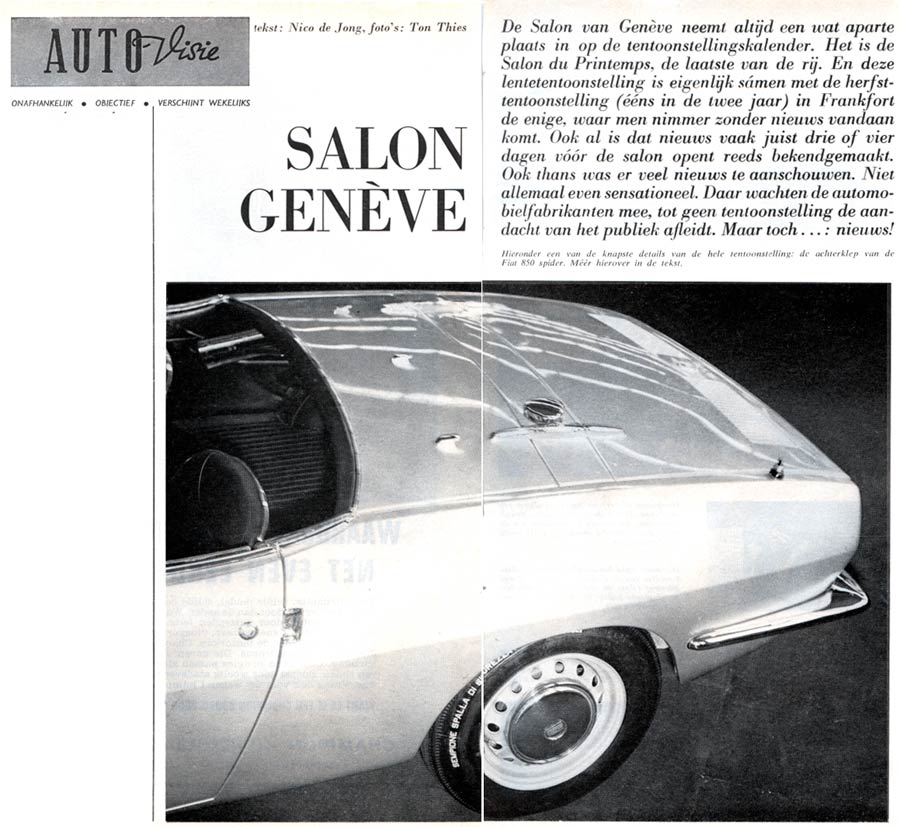 Introductie Fiat 850 coupe en spider in Geneve