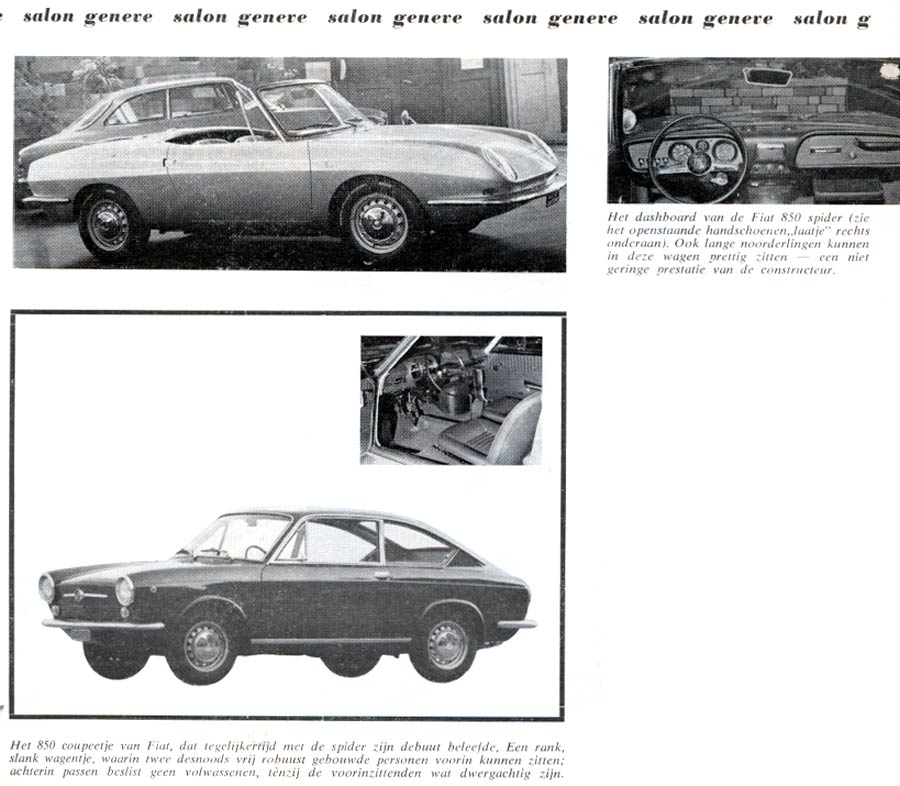 Introductie Fiat 850 coupe en spider in Geneve