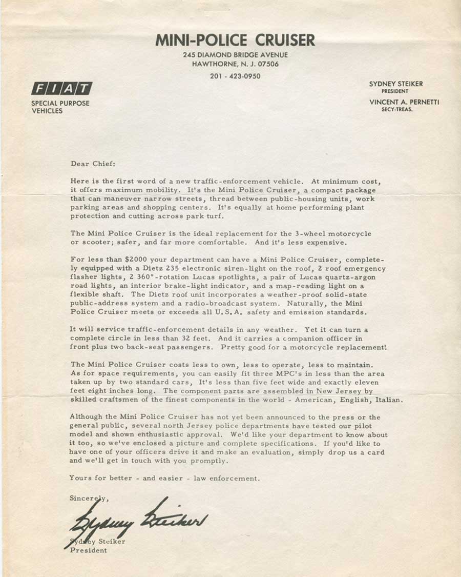 Presentatie Fiat 850 als patrouillewagen