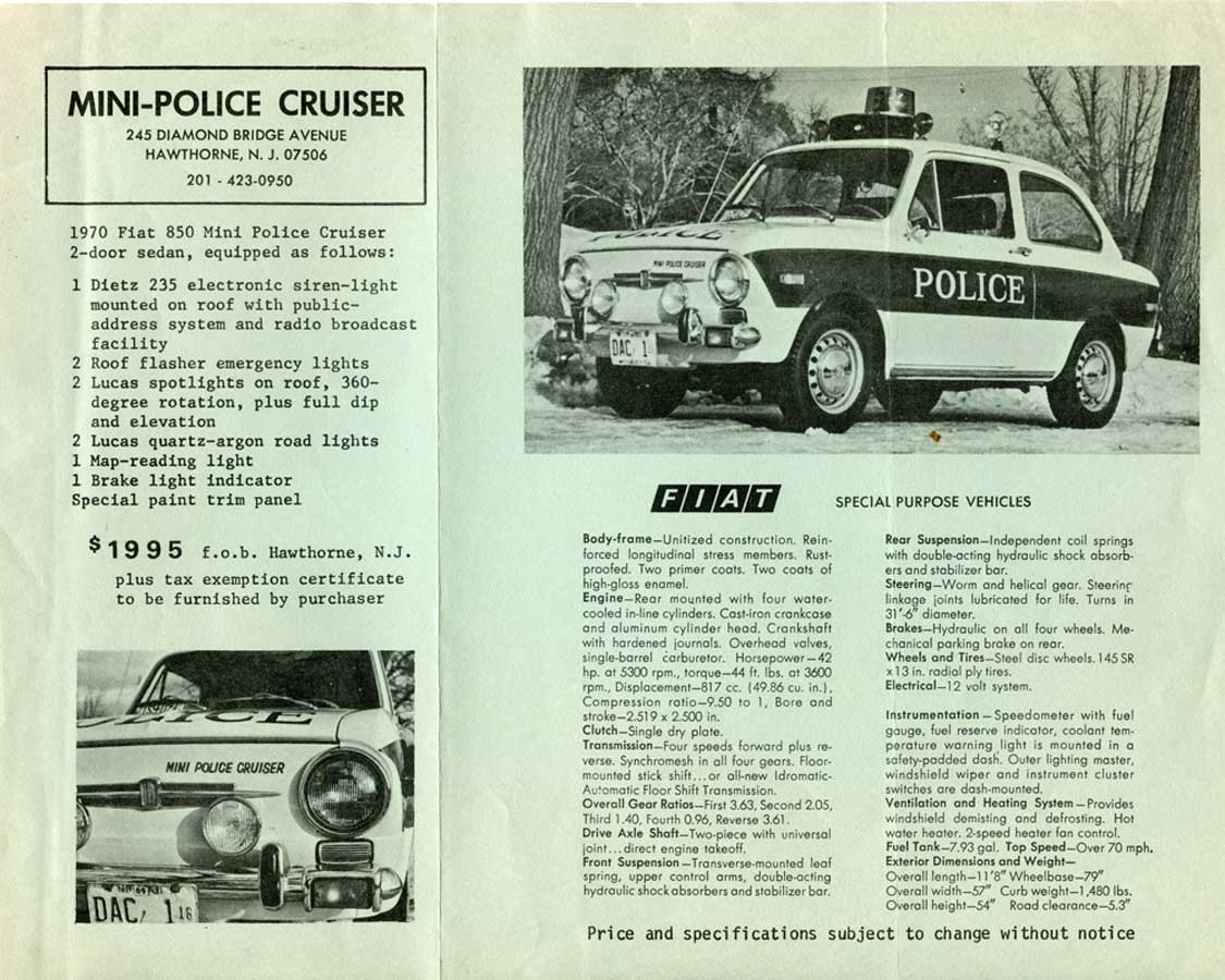 Fiat 850 Patrouillewagen Persbericht