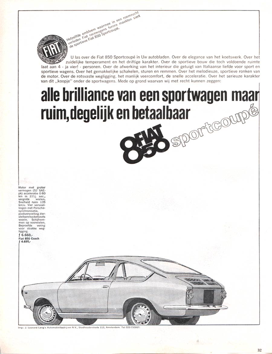 850 coupe advertentie autovisie 1965