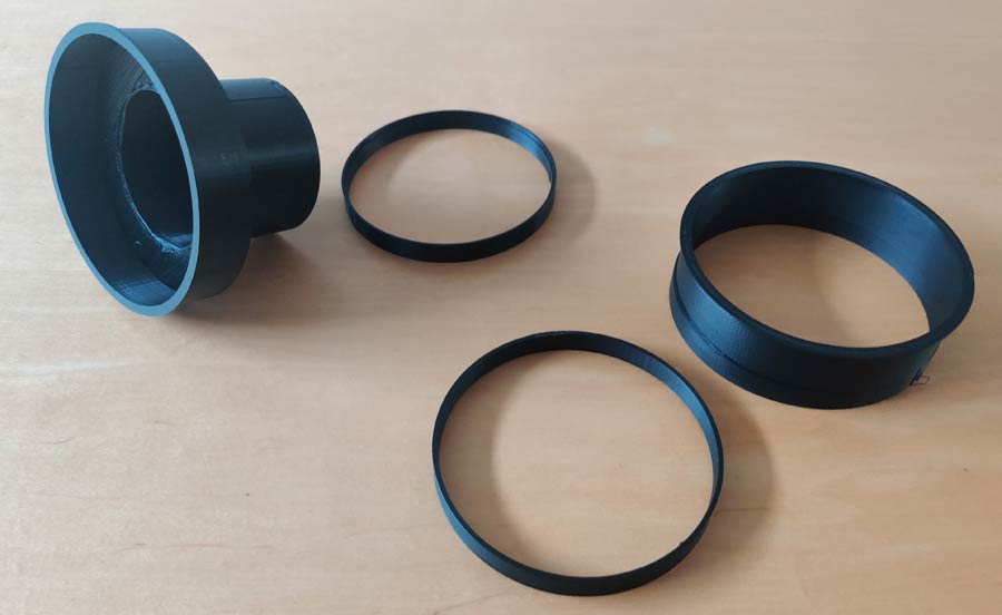 Het geprinte resultaat van de behuizingen in het OT 1000 dashboard