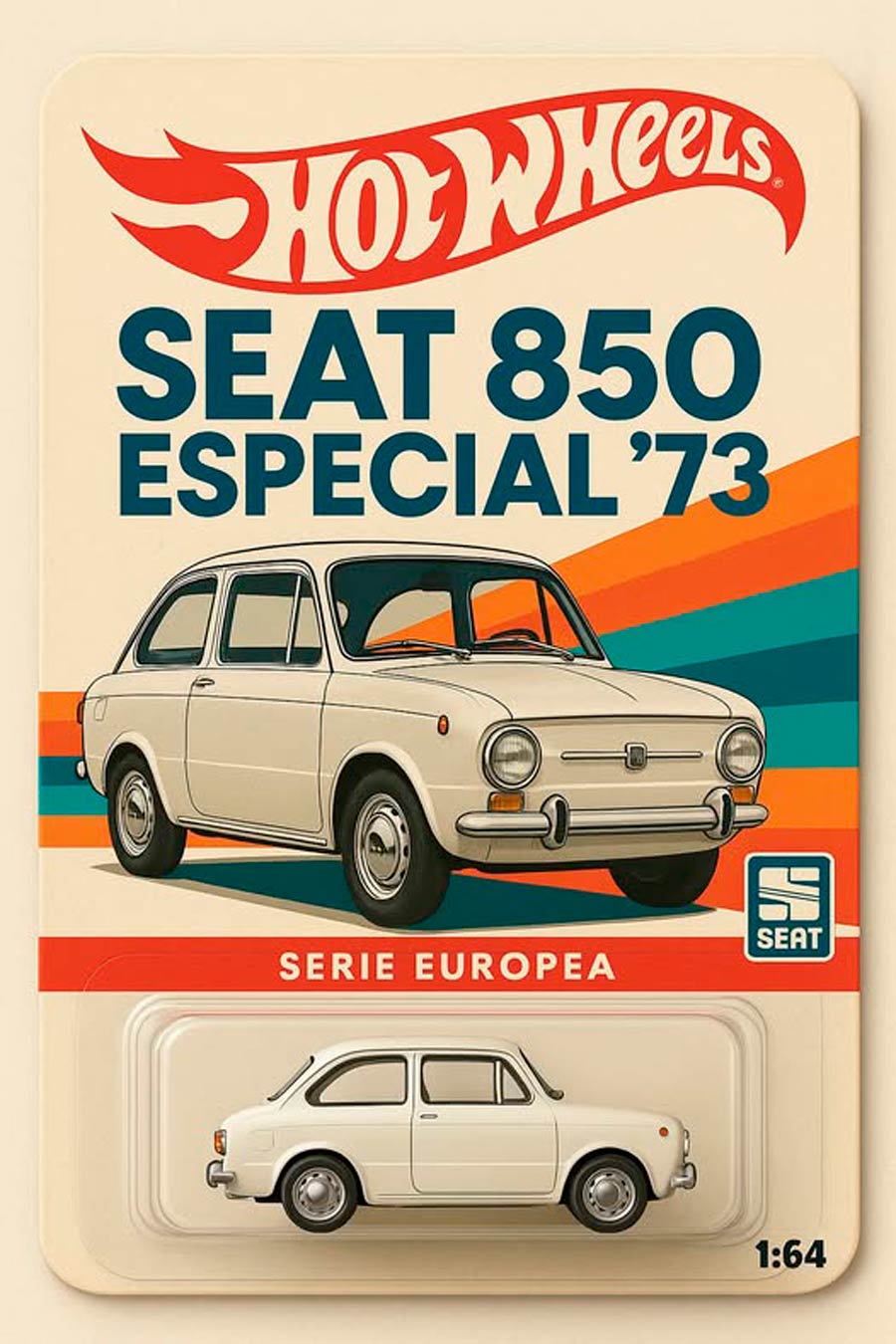 Een Seat 850 van Hotwheels