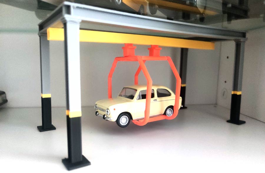 Fiat 850 productielijn met auto 1:43