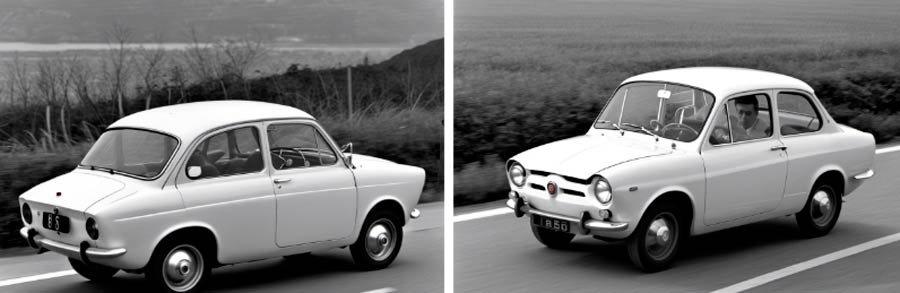 Fiat 850 protoype gemaakt met midjourneyai