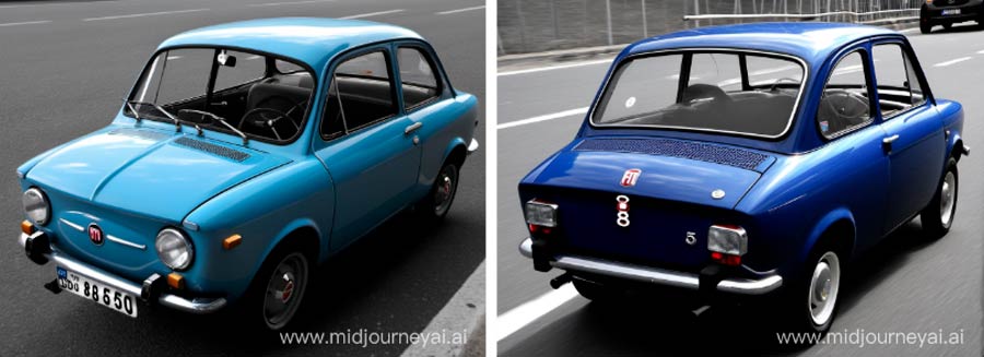 Fiat 850 protoype gemaakt met midjourneyai