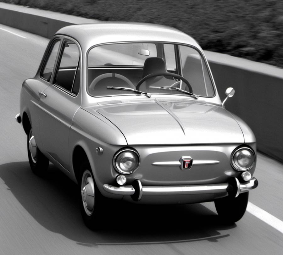 Fiat 850 protoype gemaakt met midjourneyai