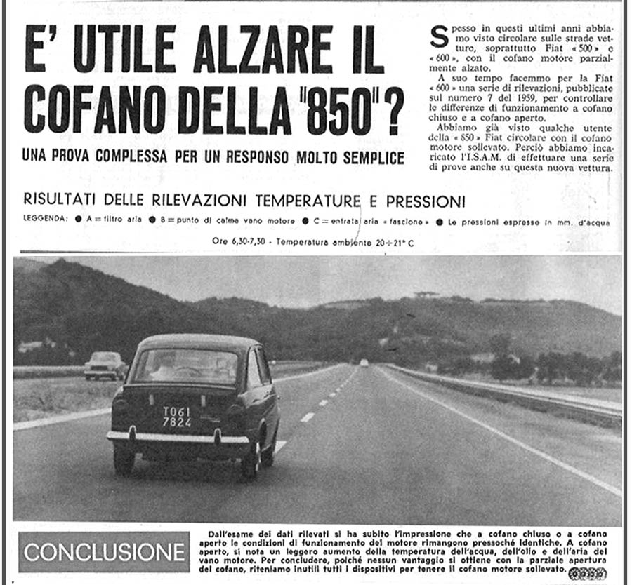 Fiat 850 onderzoek koeling door Quattroruote
