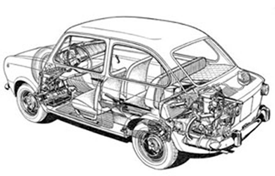 Fiat 850 doorkijkje