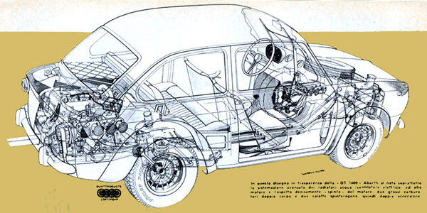 850 Abarth OT 1600 Berlina tekening