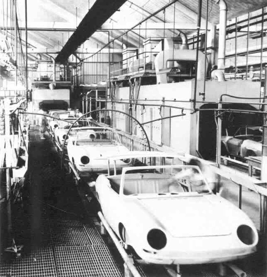Fiat 850 Spider produktie Bertone