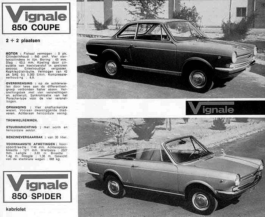 Nederlandse folder Vignale 850 coupé